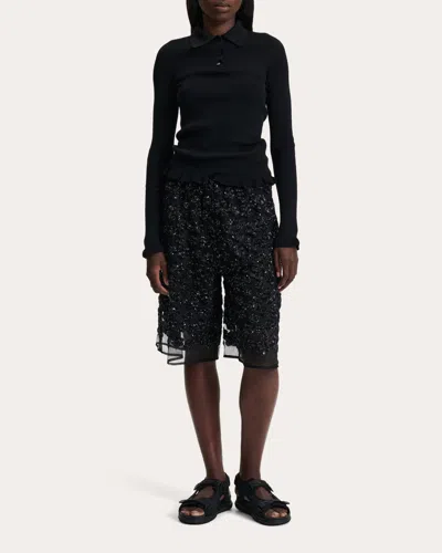 Cecilie Bahnsen Women's Angelica Ume Floral Sequin Longline Shorts