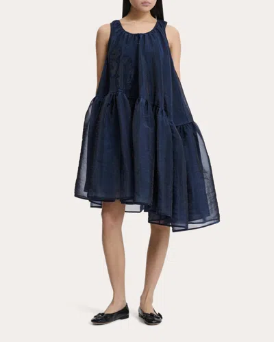Cecilie Bahnsen Women's Azelia Embroidered Floral Liquid Myrtia Asymmetric Dress