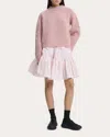 Cecilie Bahnsen Women's Bega Floral Appliqué Wool Mock Neck Sweater In Pink