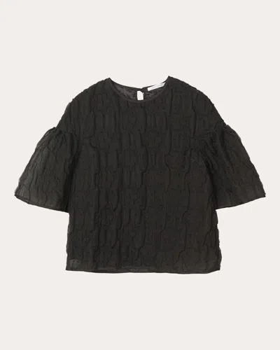 Cecilie Bahnsen Women's Bryndis Avens Matelassé Empire-waist Top In Brown