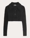 Cecilie Bahnsen Women's Calla Floral Velvet Collared Pullover In Black