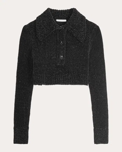 Cecilie Bahnsen Women's Calla Floral Velvet Collared Pullover In Black