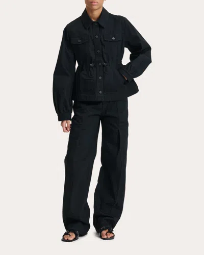 Cecilie Bahnsen Candida Drawstring-waist Denim Jacket In Black