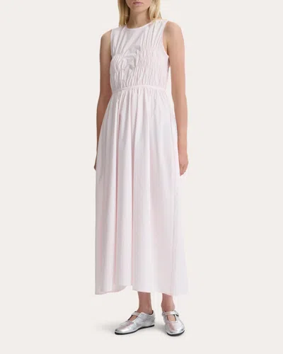 Cecilie Bahnsen Women's Christy Cotton Shirred Midi Dress In White