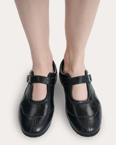 Cecilie Bahnsen Women's Cosmo Textured Leather Mary Jane Sneaker In Black