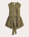 Cecilie Bahnsen Peplum Hem Bow-detail Top In Green