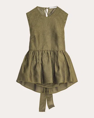 CECILIE BAHNSEN WOMEN'S EA MATELASSÉ GATHERED PEPLUM TOP