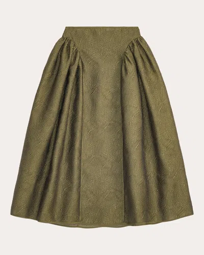 Cecilie Bahnsen Women's Fabiola Matelassé Gathered Maxi Skirt In Green