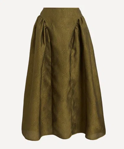Cecilie Bahnsen Women's Fabiola Olive Kaze Matelasse Skirt