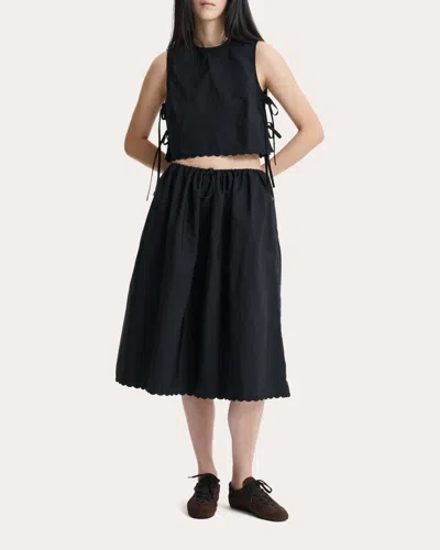 Cecilie Bahnsen Embroidered Lace-up Top In Black