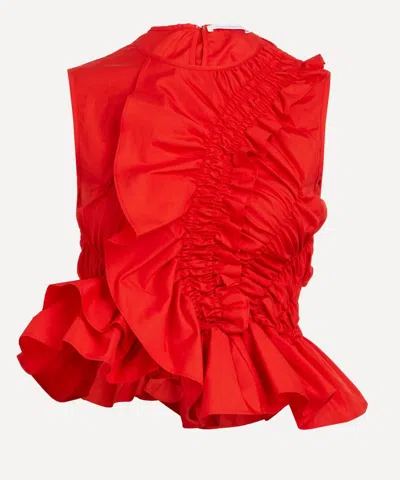 Cecilie Bahnsen Women's Geo Cotton Ruffled Sleeveless Top