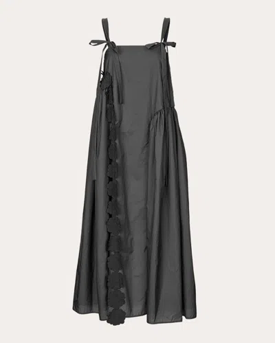 CECILIE BAHNSEN WOMEN'S OAKLYN FLORAL-APPLIQUÉD NYLON MIDI DRESS