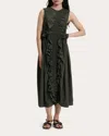 Cecilie Bahnsen Sleeveless Green Dress With Ruched Detailing
