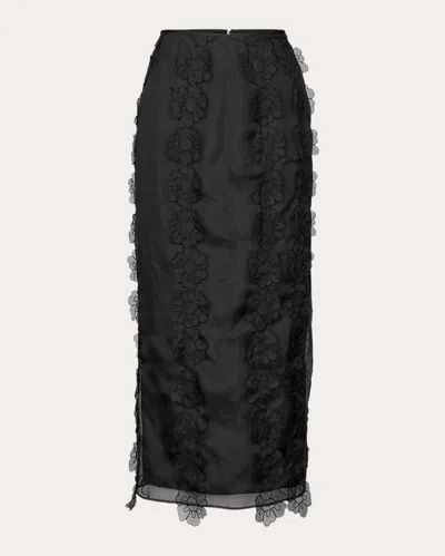 CECILIE BAHNSEN WOMEN'S OLYMPIA FLORAL-APPLIQUÉD MIDI SKIRT