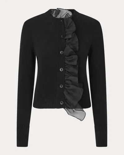 Cecilie Bahnsen Women's Oscar Ruffled Cashmere-blend Cardigan In Black