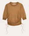 Cecilie Bahnsen Women's Videl Shirred Wool Knit Pullover In Brown