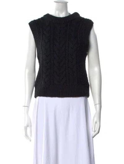 Pre-owned Cecilie Bahnsen Wool Crew Neck Sweater In Black