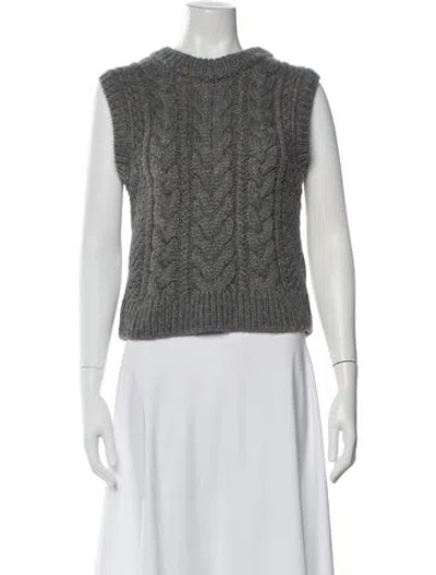 Pre-owned Cecilie Bahnsen Wool Crew Neck Sweater In Gray