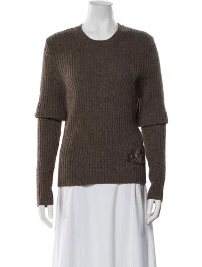 Pre-owned Cecilie Bahnsen Wool Crew Neck Sweater W/ Tags In Brown