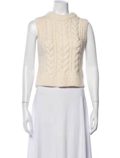 Pre-owned Cecilie Bahnsen Wool Crew Neck Sweater In White