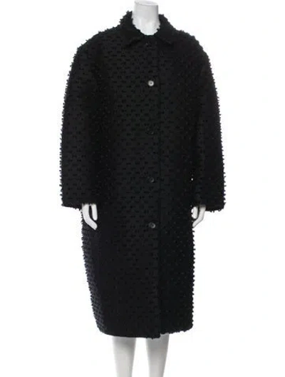 Pre-owned Cecilie Bahnsen Wool Faux Fur Coat In Black