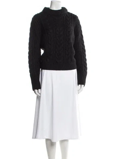 Pre-owned Cecilie Bahnsen Wool Mock Neck Sweater In Black