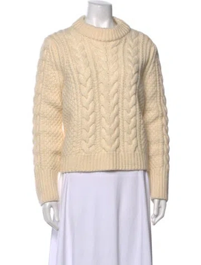 Pre-owned Cecilie Bahnsen Wool Mock Neck Sweater In Neutrals