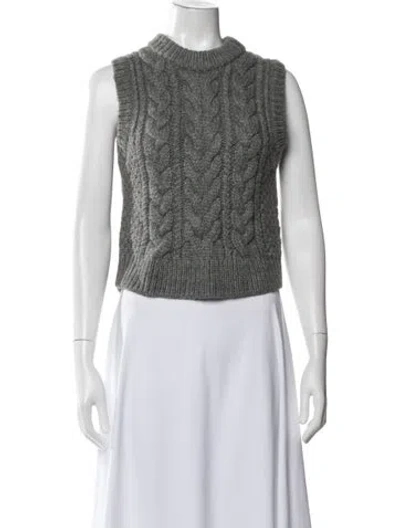 Pre-owned Cecilie Bahnsen Wool Mock Neck Sweater In White