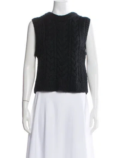 Pre-owned Cecilie Bahnsen Wool Scoop Neck Sweater In Black