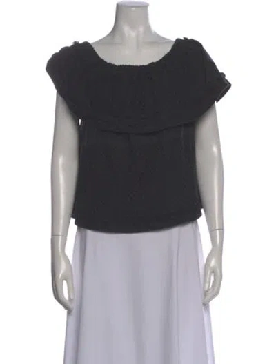 Pre-owned Cecilie Copenhagen Off-the-shoulder Short Sleeve Top In Gray