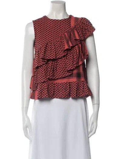 Pre-owned Cecilie Copenhagen Patterned Crew Neck Top In Multi