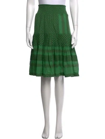 Pre-owned Cecilie Copenhagen Patterned Midi Length Skirt In Green