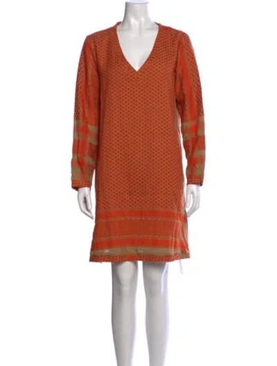 Pre-owned Cecilie Copenhagen Patterned Mini Dress In Orange