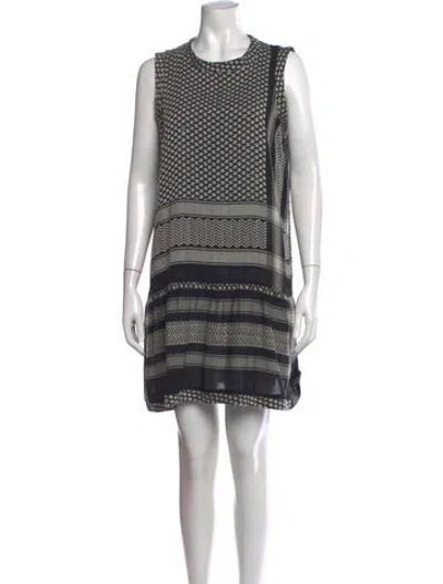 Pre-owned Cecilie Copenhagen Patterned Mini Dress In White