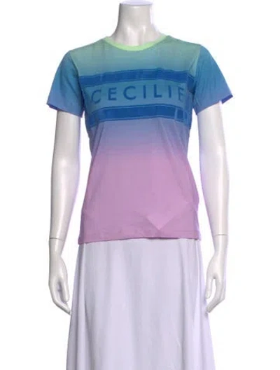 Pre-owned Cecilie Copenhagen Printed Crew Neck T-shirt W/ Tags In Purple