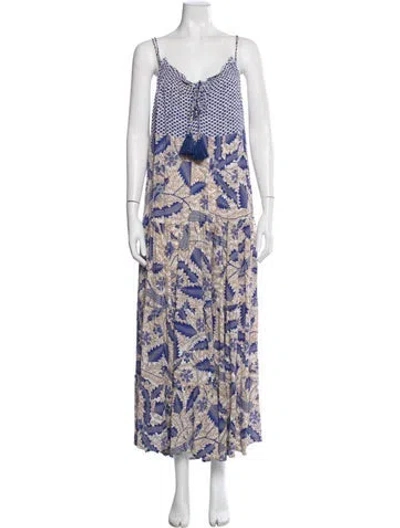 Pre-owned Cecilie Copenhagen Printed Long Dress In Blue
