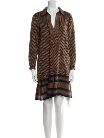 Pre-owned Cecilie Copenhagen Printed Mini Dress In Brown