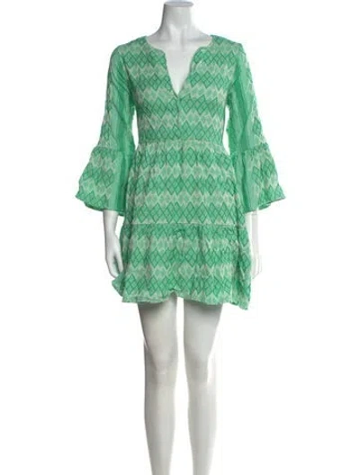 Pre-owned Cecilie Copenhagen Printed Mini Dress In Green
