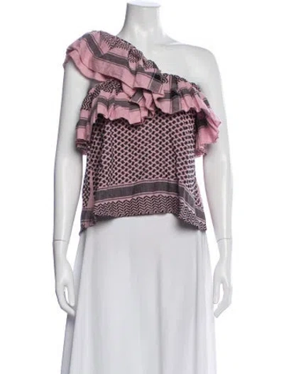 Pre-owned Cecilie Copenhagen Printed One-shoulder Crop Top W/ Tags In Multi