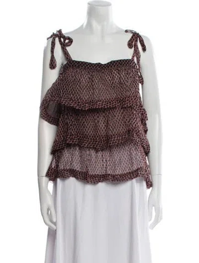 Pre-owned Cecilie Copenhagen Printed Square Neckline Blouse In Multi