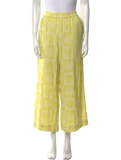 Pre-owned Cecilie Copenhagen Printed Wide Leg Pants W/ Tags In Yellow