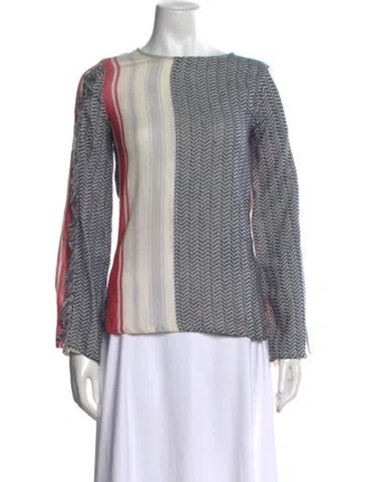 Pre-owned Cecilie Copenhagen Striped Crew Neck Top In Multi
