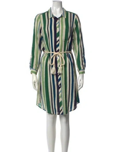 Pre-owned Cecilie Copenhagen Striped Knee-length Dress In Green
