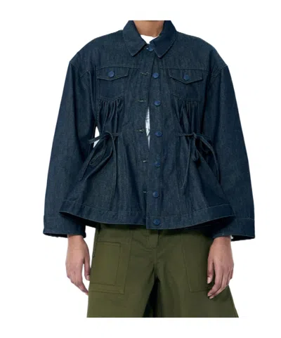 Cecilie�bahnsen Long-sleeved Denim Jacket In Black