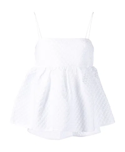 Cecilie�bahnsen Selena Cotton Peplum Top In White