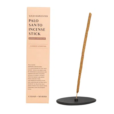 Cedar And Myrrh Black / Brown Palo Santo Incense + Raw Black Incense Holder