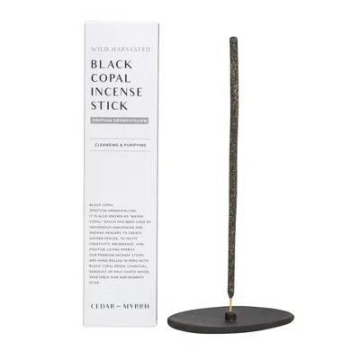 Cedar And Myrrh Black Copal Incense + Raw Black Incense Holder