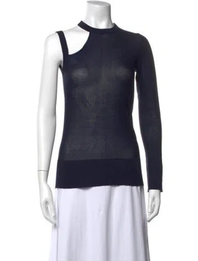 Pre-owned Cedric Charlier Asymmetrical Long Sleeve Top In Blue