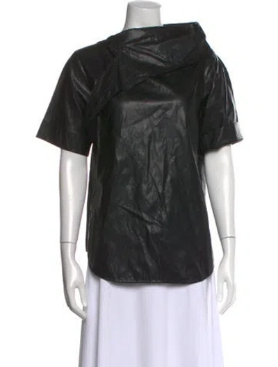 Pre-owned Cedric Charlier Asymmetrical Short Sleeve Top In Black