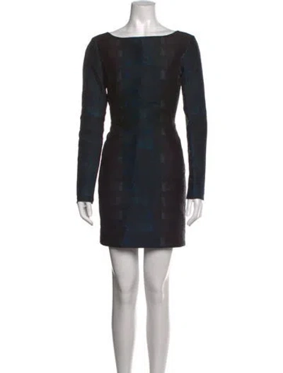 Pre-owned Cedric Charlier Bateau Neckline Mini Dress In Black